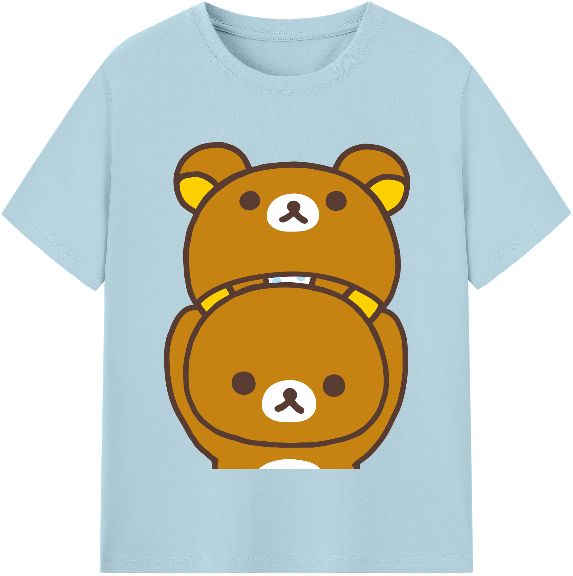 （画像用） リラックマ リラックマ キイロイトリ Rilakkuma Korilakkuma Kiiroitori 綿100％半袖Tシャツ（フロントプリント）